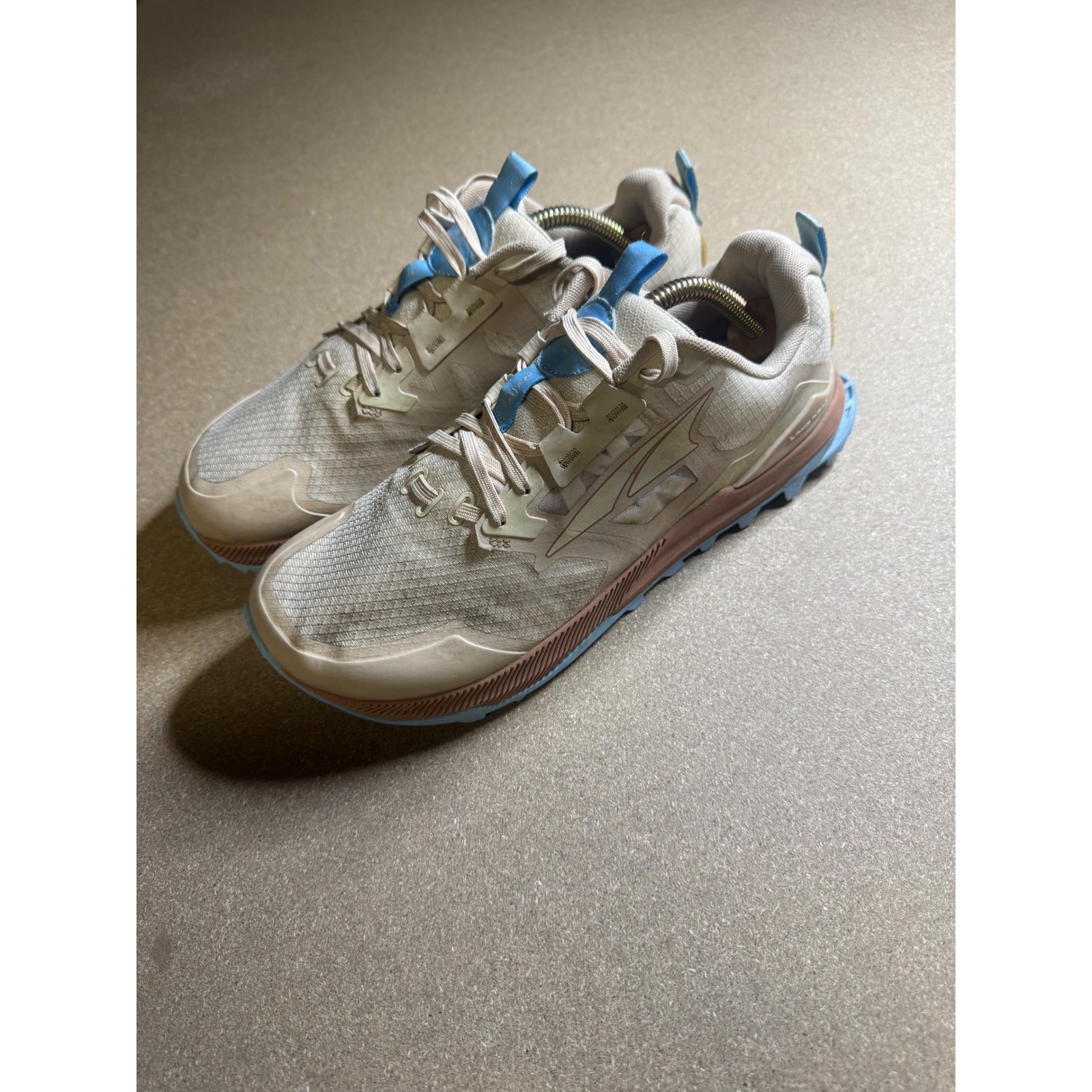 Altra Lone Peak 7 Womens Trail Running Shoes Tan Blue Sneakers Low Top